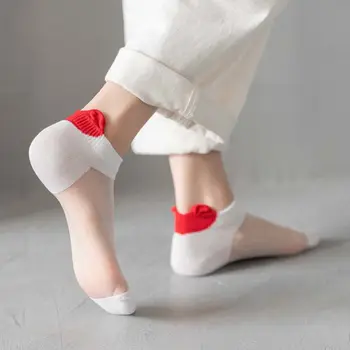 Кристални копринени чорапи, Пролетни дамски стъклени копринени чорапи, памучни дамски чорапи Heel Love