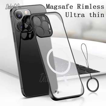 DECLAREYAO MagSafe Акрилен матов твърд калъф без рамки за Apple iPhone 13 Pro Max Mini с предпазни ультратонким покритие за обектива на камерата