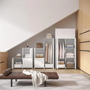 Преносим шкаф за закачане на дрехи, комбиниран шкаф, Модулен шкаф за пестене на място, идеален куб за съхранение на мебели за спални