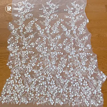 Сватбена рокля от 3D дантела, расшитое мъниста и пайети, подобрена материя за шивашки на поръчка RS4160