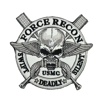 USMC Светия Force Recon Swift Безшумни смъртоносни ленти, бродирани на една кука тактически икони на Корпуса на морската пехота на САЩ, по-голямата нарукавная превръзка