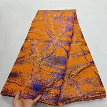 Африканска лейси плат, Пайети Благородна Брокат Жаккардовая лейси кърпа 5 Ярда Бродирани Нигерийски дантелен тъкани Рокля за жените
