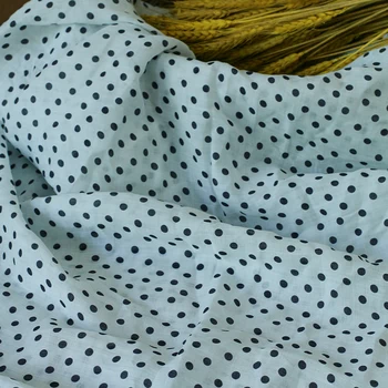 Качествена кърпа ramie с черно-бели пунктирани печат, пола, за шиене, покривка, завеса, чанта за бродерия