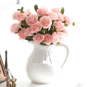 40 см Изкуствени Корейски Пасторални Рози с 6 Глави във формата на сърце, Украса за дома си, Фалшиви Цветя, Сватбен Букет за ръце