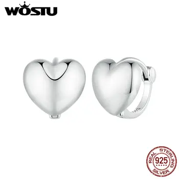 Обеци-халки WOSTU от 925 сребро във формата на сърце Проста минималистичная обтегач за уши за жени и момичета, Фини бижута са Оригинални дизайнерски подарък