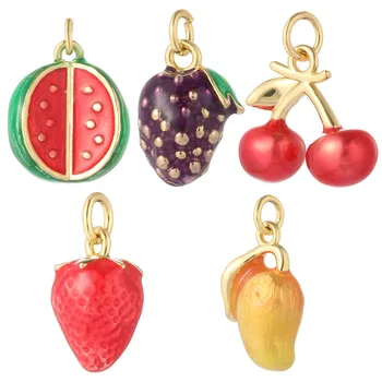 Сладки окачване с манго, ягоди, череши, грозде, диня за производство на бижута, медальони с плодове в стил бохо, обеци-колие Направи си сам