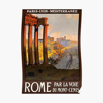 Ретро плакат за пътуване до Рим, начало декор, Боядисване на стаите, Реколта забавно стенопис, художествена печат на стената, модерна, без рамка