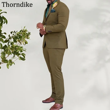 Thorndike, Нов Елегантен Мъжки костюм За Сватбени партита, Изработена по Поръчка На Младоженеца, Смокинги За Младоженците, Комплект От три елемента, Комплект Мъжки панталони 2021
