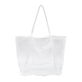 Преносим mesh bag Детски чанти за съхранение, плажна чанта за плуване, за хавлии, дамски косметичка за грим, бяла