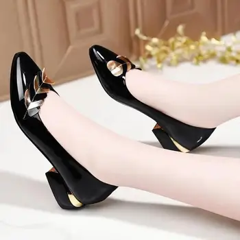 Модни Дамски обувки; Универсална Дамски обувки На ток За отдих; Дамски Кожени обувки на Корейската версия На Висок ток с Голям Размер; Chaussure Femme