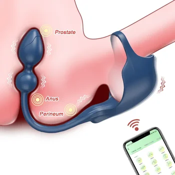 Вибратор Анален накрайник Стоки за възрастни FAAK Секси мъжки масажор на простатата Мъжки анално приложение Вибратор със стимулатор на перинеума, Тестисите