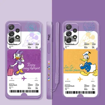 Калъф За Samsung Galaxy A12 A21s A71 A51 A02s A52 A72 A73 A32 4G A31 Оригинален Liquid Disney Donald Daisy Travel Card Премиум-клас