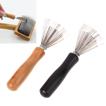 Пречистване на дървени гребени Деликатна Почистване на Подвижната Четка за коса Дръжка на инструмент за почистване на гребени Вграден Инструмент За почистване на счупени Коса