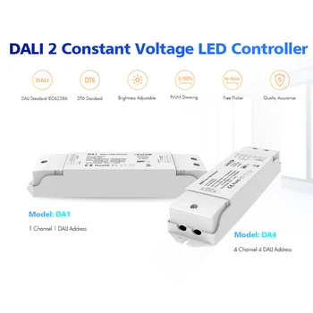 Контролер за Led Лампи DALI С Димер 1/4 Канал Dc 12V 24V 36V 48V 180 W 576 Вата PWM-Ключ за Управление на Затъмняване за обикновен цвят Ивица Светлина