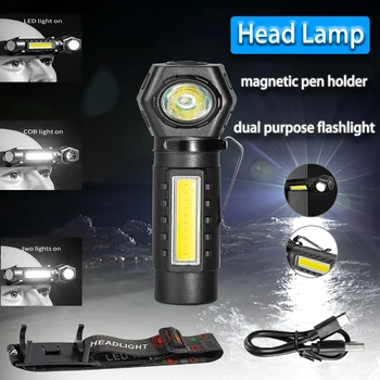 Налобный фенер, лампа за риболов, преносим магнитен държач за химикалки, акумулаторна светодиодна лампа, фенерче на челото, осветление за бягане