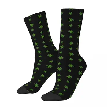 Зимни Топли мъжки и дамски чорапи Crazy Design с красиви листа канабис, абсорбиращи потта футболни чорапи от органични материали
