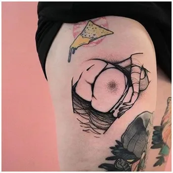 Мультяшная стикер с татуировка върху задните части, устойчива фалшива татуировка за жени, временна татуировка на ръката си мъжете, сексуална изкуствени татуировки, водоустойчив татуировки