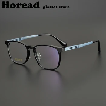 Мъжки слънчеви очила в квадратна рамка от ацетат титан Модерен Бизнес очила ръчно изработени от Свръхлеки Оптични очила Gafas за четене