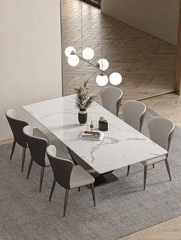 Модерна лека луксозна комбинация на обедната маса и стол delifeng bright rock plate