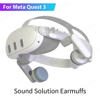 Регулируеми комфортни слушалки за Meta Quest 3, луксозен каишка, 3D звук, Подобряване на звука решение за Meta Quest 3, Аксесоари