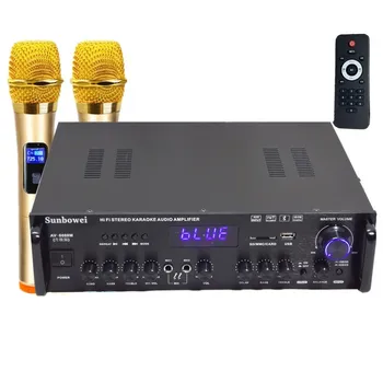 C5198 A1941 Tube AV-6088M с 2.1-Канален Пулт за Дистанционно Управление на Led Екран на Bluetooth, USB SD Карта, FM радио караоке Домашно Аудио Усилвател