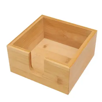 Кутия за салфетки в селски стил на Притежателя кърпички на бамбукова маса от ултра силна дърво Диспенсер за масата за хранене салфетки, Кухненски принадлежности Square