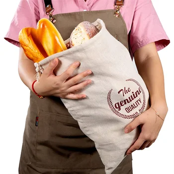 Ленени торбички за хляб, Множество чанта от съвсем малък, за хляба, Чанта за съхранение на хляб, ръчно изработени, Ленени торбички, за хляб, за франзела