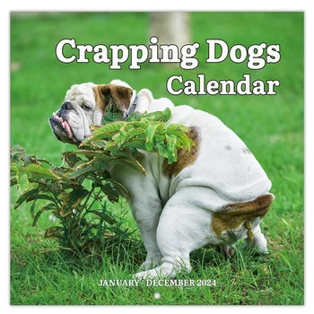 Стенен календар в 2024 година - Календар на 2024 година, Януари 2024 - декември 2024, Календар Scatting Кучета в продължение на 12 месеца в 2024 година, Забавни Подаръци С Кляпами