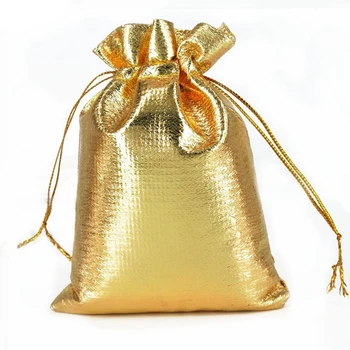 100шт Чанта, изработена от Органза от златно фолио, подаръчни опаковки за шоколадови бонбони, Коледна украса, Торбичка за подарък за сватбени партита, Подаръци, опаковки, торбички, носене на съвсем малък