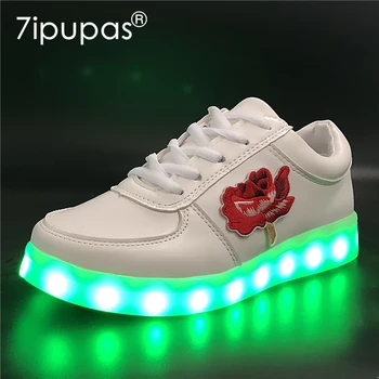 7ipupas EUR 30-44 Розови всеки ден Светещите маратонки с подсветка за момчета и Момичета, светещите маратонки, Детско USB Зарядно устройство, Светещи чехли за обувки
