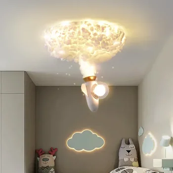 Творчески плафониери в скандинавски стил, cartoony самолет, реактивна ракета, led лампа за момчета и момичета, интериор на детската стая, окачена лампа