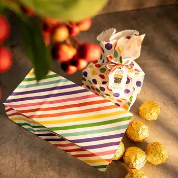 Хартиени торби с подаръци, хартиени торбички на тема Хелоуин, с преливащи се цветове хартиени пакети за обмен на бонбони за Хелоуин, декоративен комплект за дъгата