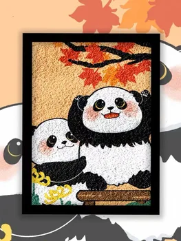 Сладката панда, раскрашенная цветна боя, раскрашенная с блажна боя, а също така ярките и проста детска ръчно рисувани.