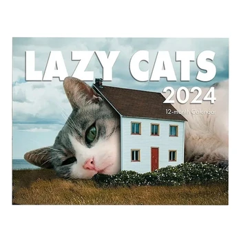 Календар на 2024 година, Календар Мързелив Kitties в 2024 година, Стенен календар Мързелив Kitties На януари 2024 г. От декември 11X8,5 инча
