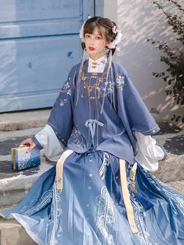 Китайската принцеса Ханфу Дамски бродерия Древните костюми Плиссированная пола на Династията Мин Cosplay