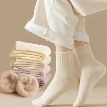 Дамски зимни флисовые дебели чорапи, меки и удобни обикновена домашни дебели чорапи, меки обувки, чорапи за сън