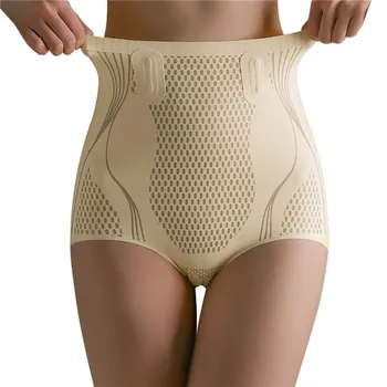 Възстановително Ионное влакна от ледената коприна, Формиращо женски форми, къси Гащи за корекция на фигурата с висока талия, панталони за контрол на корема, Коригиращото бельо