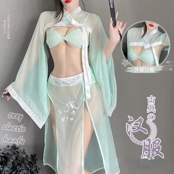 Еротика бродерия Китайски рокли традиционно облекло Дамско бельо Секси бельо Cosplay Мрежа от Висок клас Древното рокля Hanfu