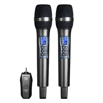 Безжичен микрофон-Аудио приемник за пеене, професионален домашен ръчен микрофон за караоке с реверберацией