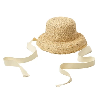 Детска сламена шапка ръчна изработка, гъвкава шапка за момичета, риболовна шапка с широка периферия, шапка за почивка