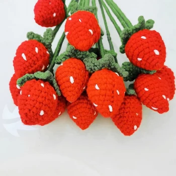 Вязаный букет от ягоди със собствените си ръце, плетени изкуствени цветя, ягоди, имитации на плодове за украса на сватбени партита ръчно изработени
