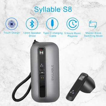 Най-новата Сензорна Слушалки SYLLABLE S8 Volume Ccontrol True Wireless Стерео Слушалки 300 ма SYLLABLE S8 TWS 13 мм Говорител на Водача