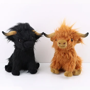 Имитацията на Планински Крави, Плюшен кукла, Мека играчка Плюшен Highland Cow, Плюшено подарък за деца, момчета и момичета