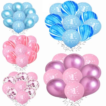 10шт латекс конфети за детската душа балони за момчета и момичета на 1-ви рожден ден Украса за парти в чест на първия рожден ден на Децата