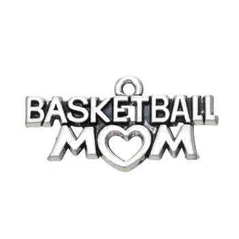Модни реколта висулки от сплав Баскетбол Mom с букви 14 * 28 мм 50шт AAC1513