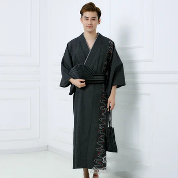 Юката Мъжки Благородна Традиционната Пижама В Японски Стил Homme Samurai Kimono Азиатската Дрехи, Домашно Облекло Халат Оби Дълги Кимоно Юката