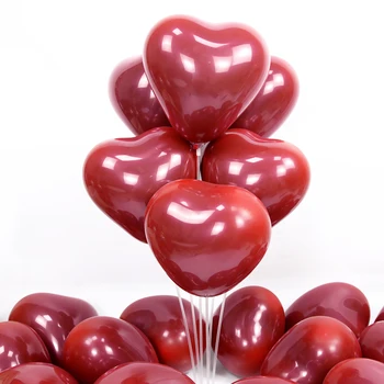 10шт 10-инчовите балони с червено сърце, Латексови балони за вашата сватба, Свети Валентин, декорации за парти в чест на Деня на Свети Валентин, подарък за Свети Валентин