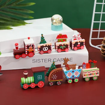 Дървена рана, Сладък Малък влак, Подарък играчка за детска градина, Коледен Влак, за Украса на масата, Бижута, Коледа