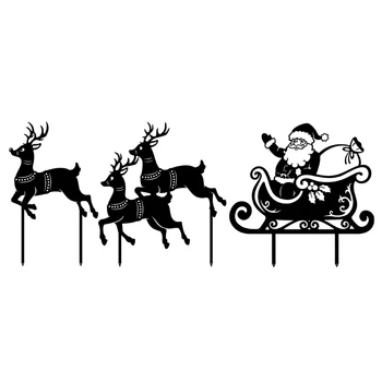 Коледни Кухи улични метална Шейна с Лосем, дядо коледа, Дядо Коледа, Коледни художествени декорации с колове на двора, на тревата, градина