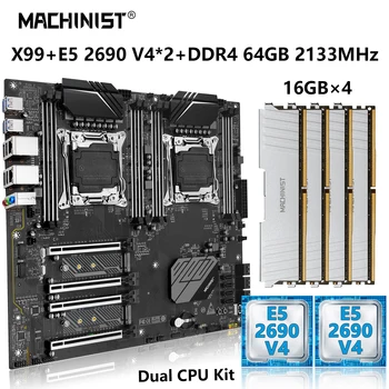 MACHINIST X99 Двухпроцессорная дънна платка Combo LGA 2011-3 Kit Xeon E5 2690 V4 CPU * 2 DDR4 4 * 16g = 64 GB оперативна памет на 2133 Mhz NEME M. 2 D8 MAX